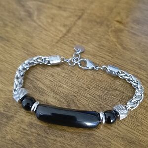Holiday/Gifting Silver and Black Chain Bracelet